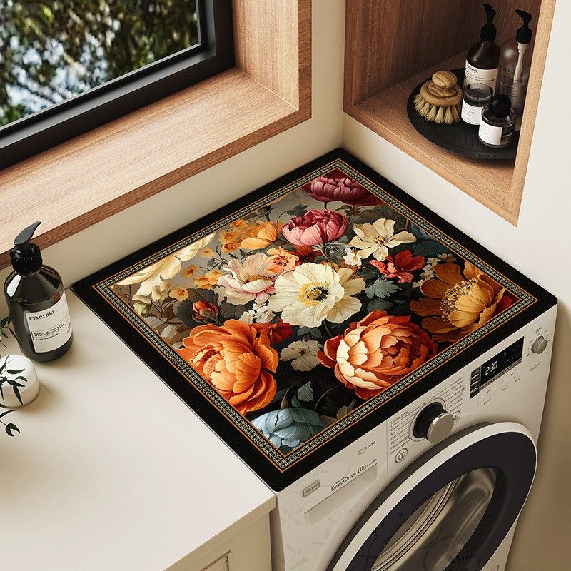 复古花滚筒洗衣机垫子卧室防尘防晒盖布冰箱床头柜保护垫盖巾防滑,居家布艺,万能盖巾,淘宝优惠券,粉丝福利购,淘宝优惠卷