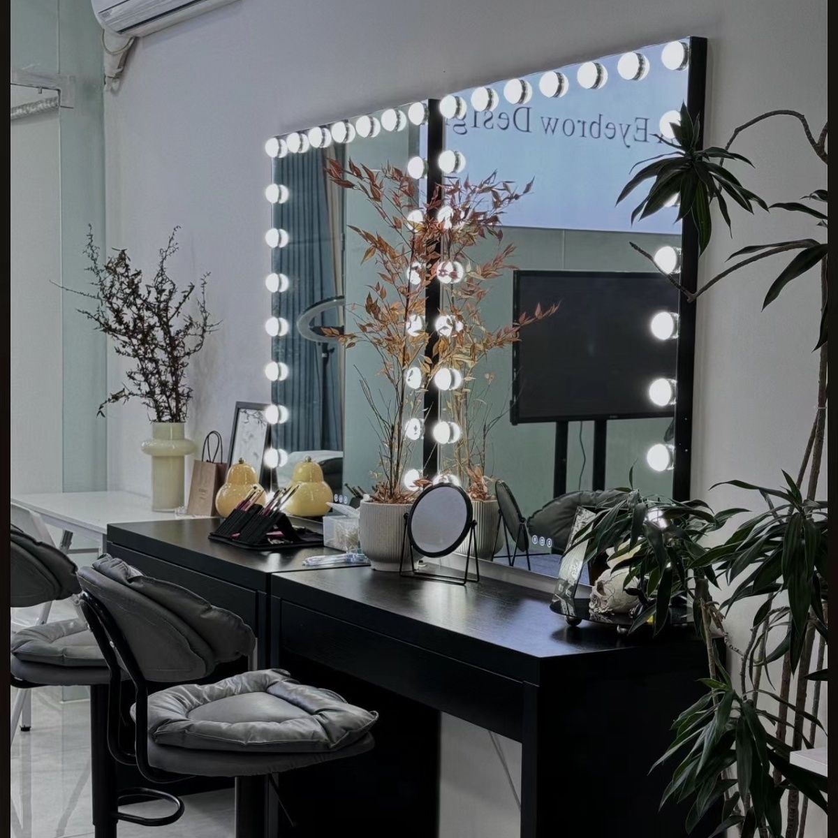 纹眉化妆镜美学美容店化妆镜台高端纹绣工作室定制影楼灯泡镜子