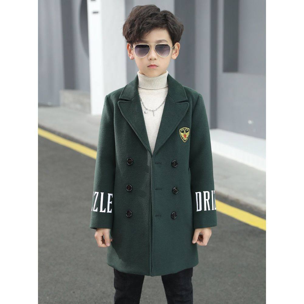 男童毛呢子大衣外套中长款2024春秋冬款新款儿童韩版中大棒球服潮