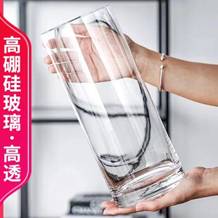 高硼硅玻璃花瓶水养水培插花富贵竹透明直筒醒花筒鲜花装饰客厅大