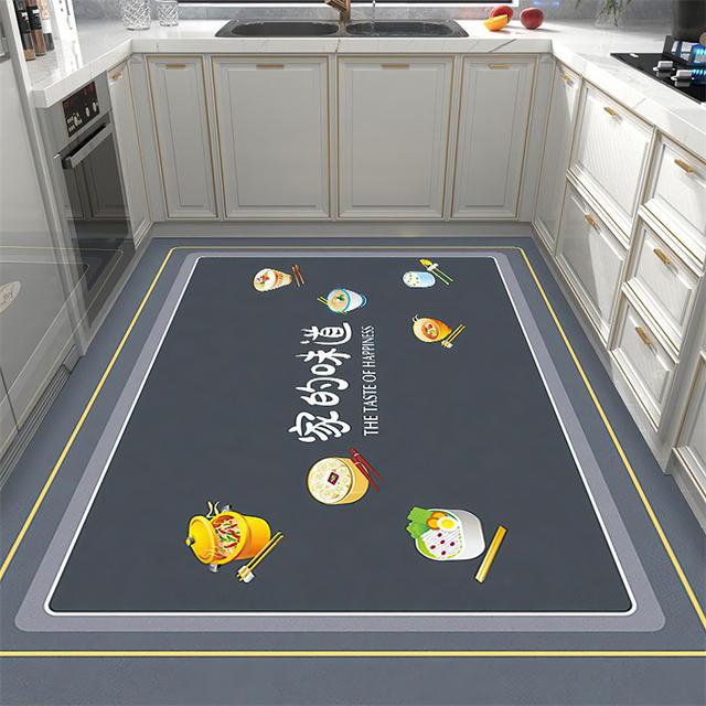 厨房吸油吸水地垫家用满铺大面积浴室防滑垫厨房长条硅胶泥地垫