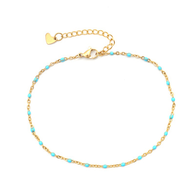 2024New Stainless Steel Enamel Anklet Woman Gold Color Light