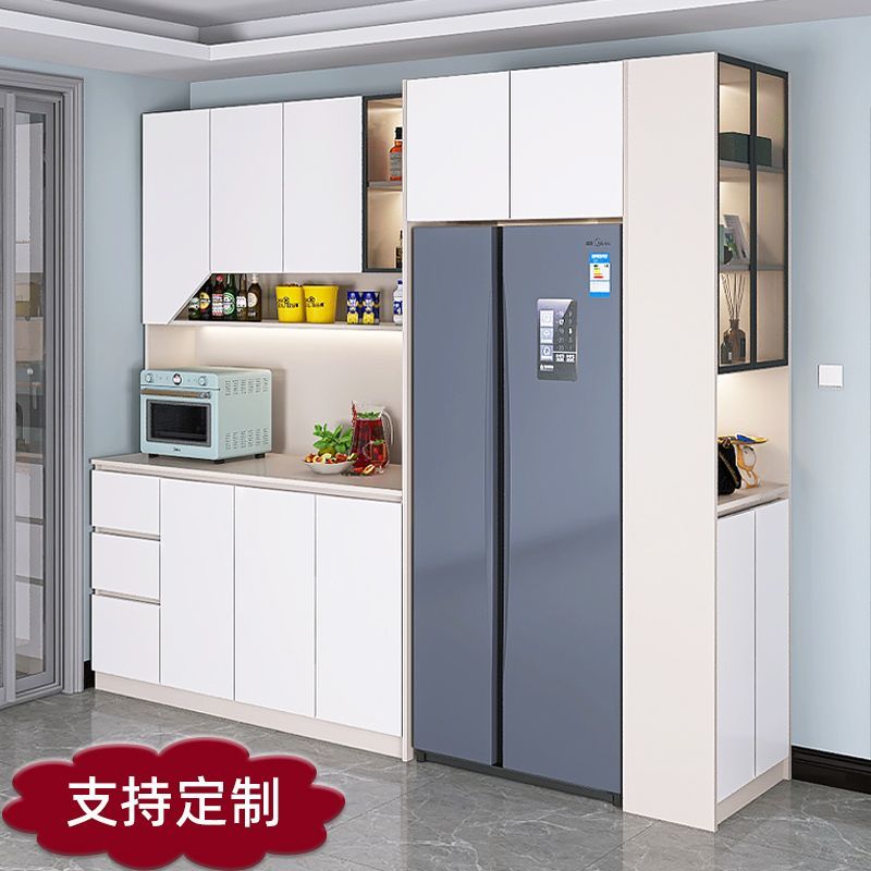 餐边柜靠墙一体储物柜酒柜嵌入式冰箱柜带门厅鞋柜储物组合定制