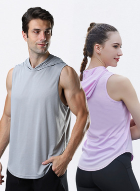 Hooded Fitness Vest Men's Basketball Running Training Loose