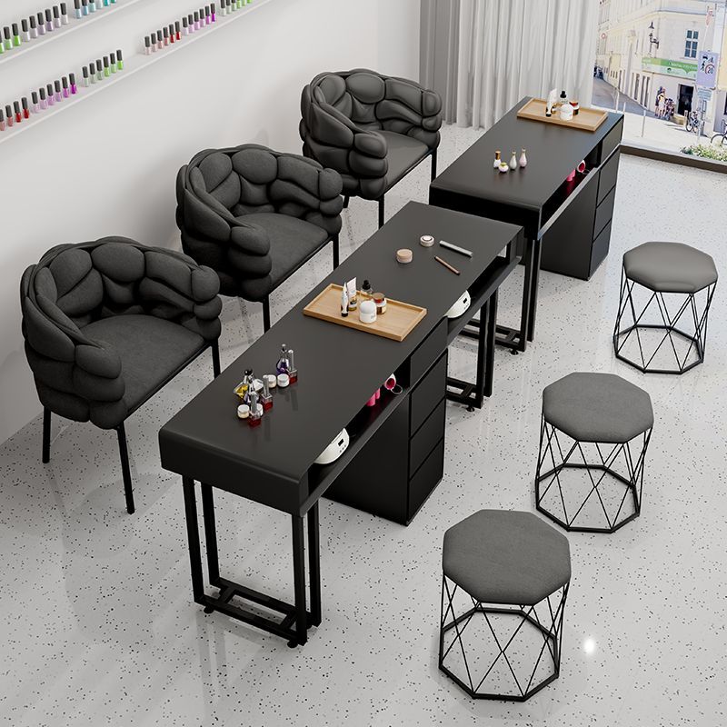 奶油风美甲桌椅套装日式单人双人修甲轻奢网红ins美甲台美甲店
