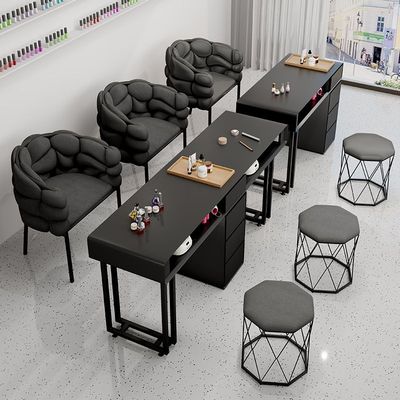 奶油风美甲桌椅套装日式单人双人修甲轻奢网红ins美甲台美甲店