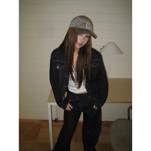 番茄妹妹Tomatosister秋季新款宽松牛仔外套掐腰修身重工上衣女