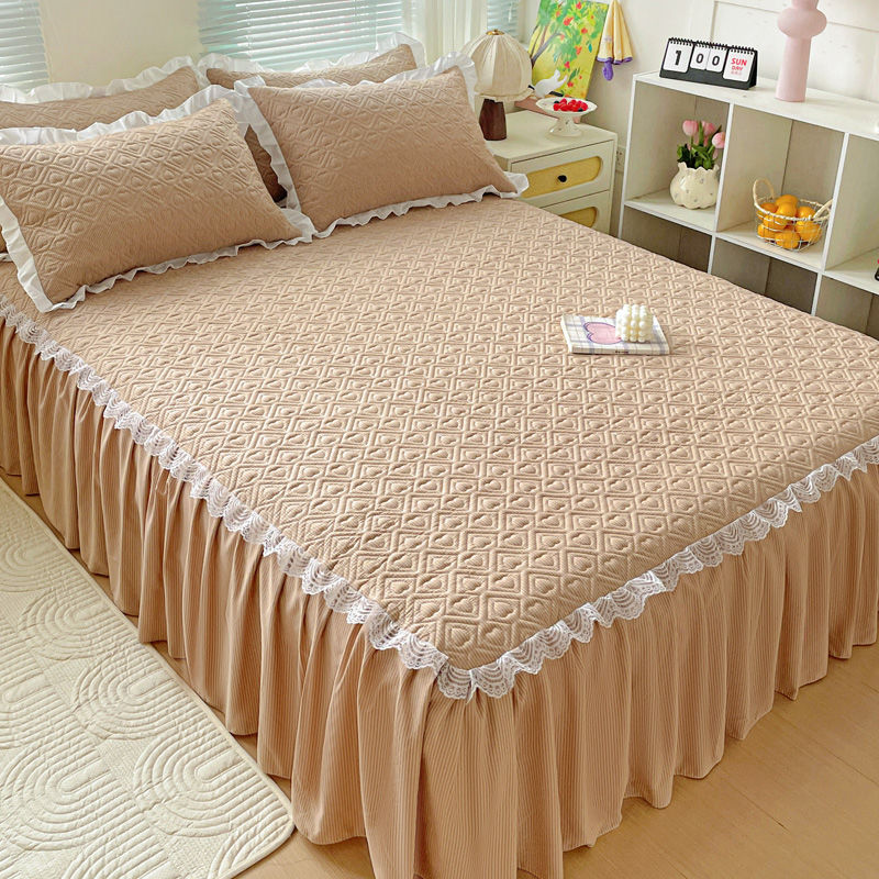 四季通用款夹棉泡泡棉防滑韩版蕾丝床垫保护罩公主风纯色床裙新款