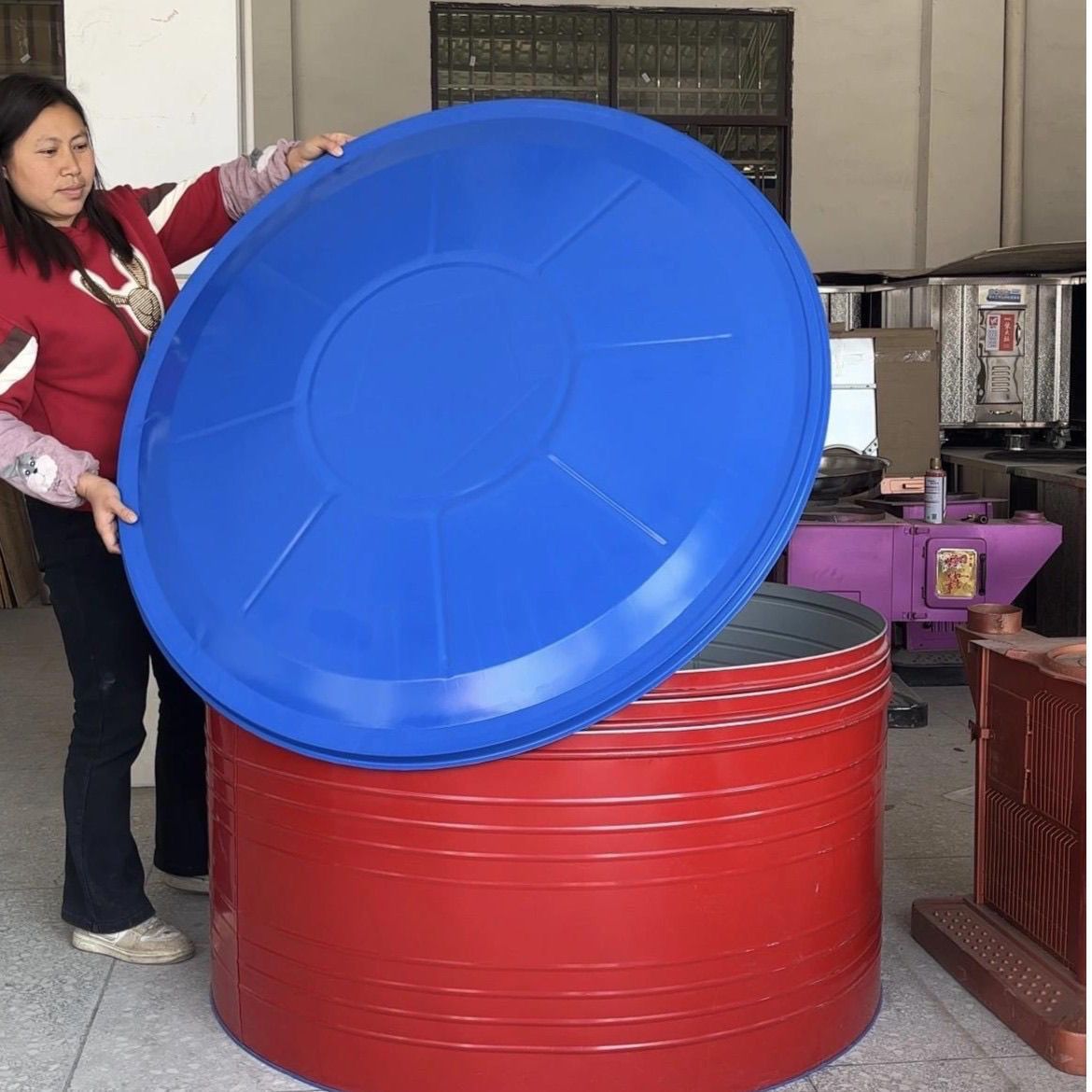 粮仓家用谷仓盖子粮食加厚大型铁皮彩钢稻谷坚固耐用铁桶玉米储存 - 实物图