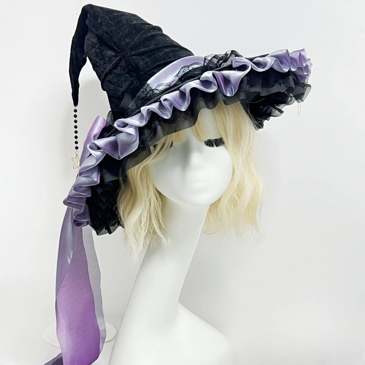 Halloween Party Witch Hat Costume Bowknot Large Black Crooke