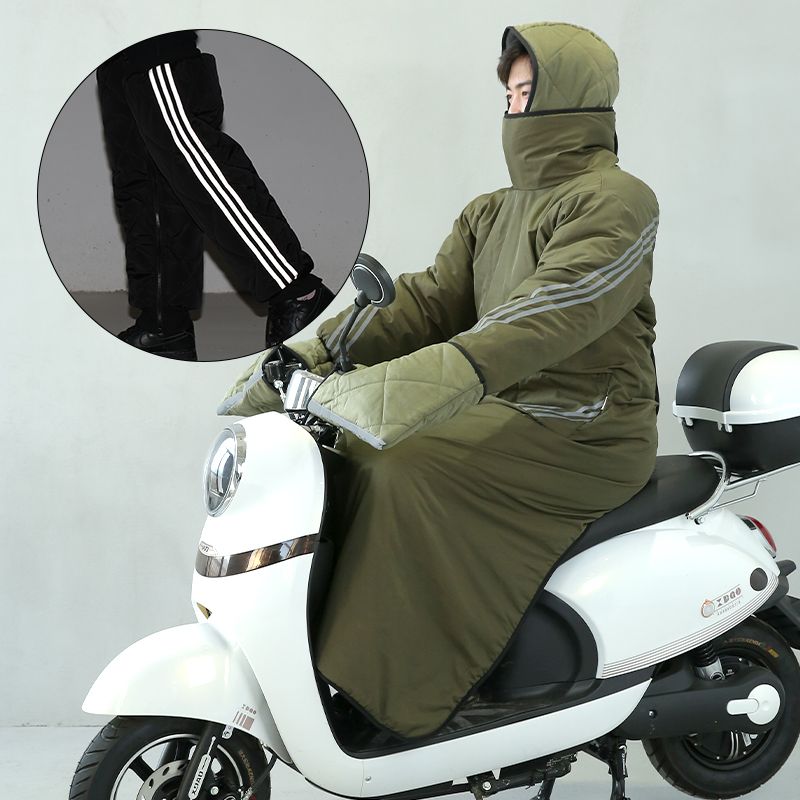 三合一新型挡风被电动车挡风衣加绒加厚冬季三合一新型挡风被全身