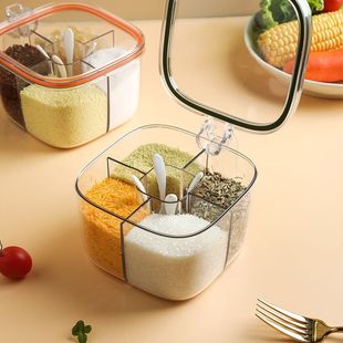 一体厨房多格盐味精胡椒收纳佐料调味瓶 调料盒家用调料罐组合套装