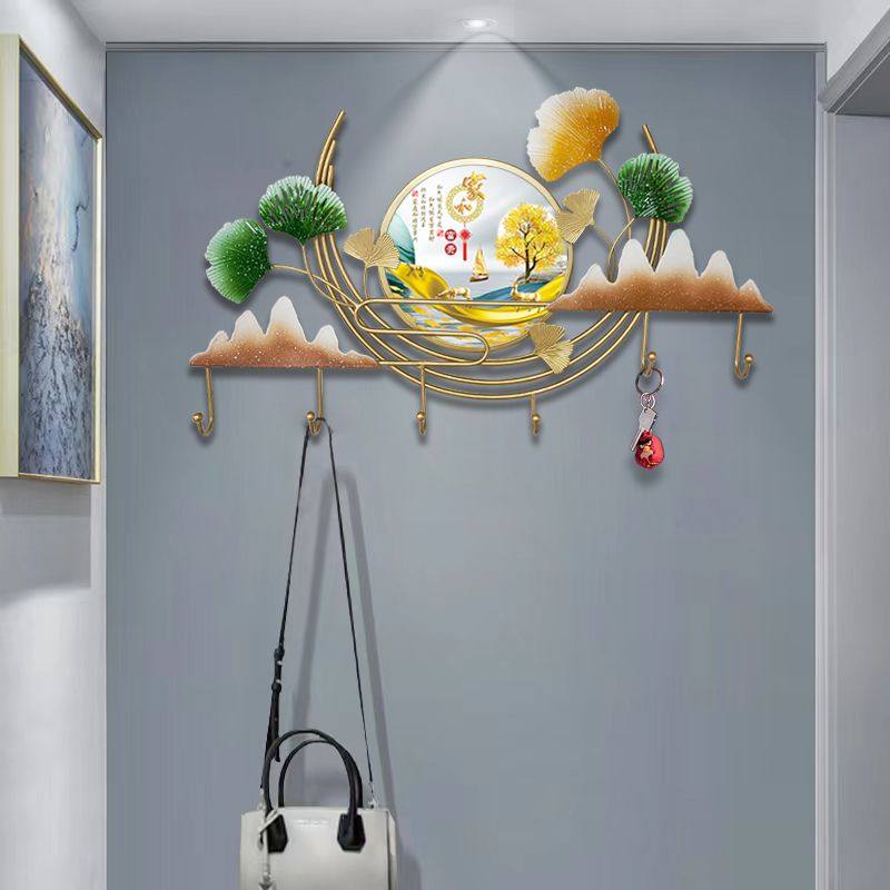 创意轻奢晶瓷画衣帽钩玄关入户现代装饰挂钩新款铁艺客厅卧室衣钩