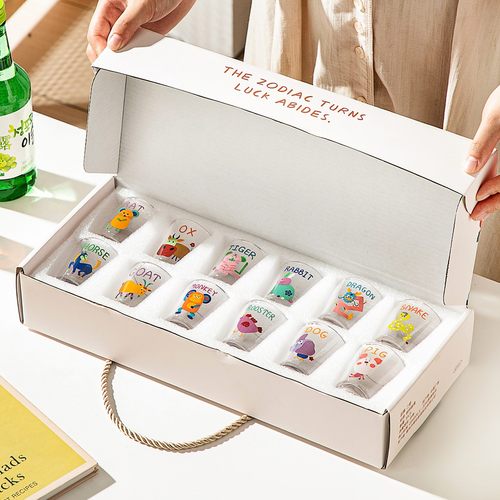 onlycook十二生肖小酒杯礼盒装家用玻璃一口杯shot杯烧酒白酒杯子