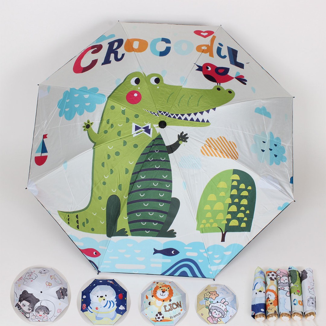 【卡通伞】学生儿童伞手动四折黑胶涂层防雨防晒印花晴雨伞防紫外