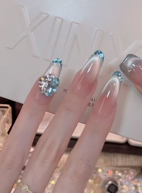 蓝色多巴胺- painted clear bow 纯手工穿戴甲 10片装