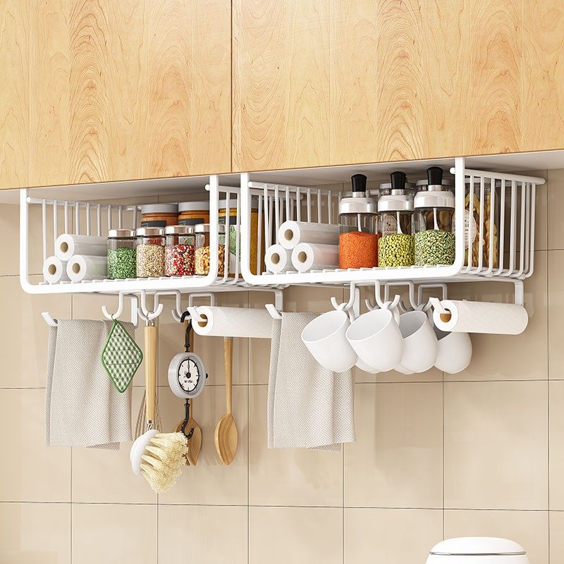 厨房置物架吊柜下分层挂篮悬挂免打孔收纳神器橱柜下下挂用纸挂架