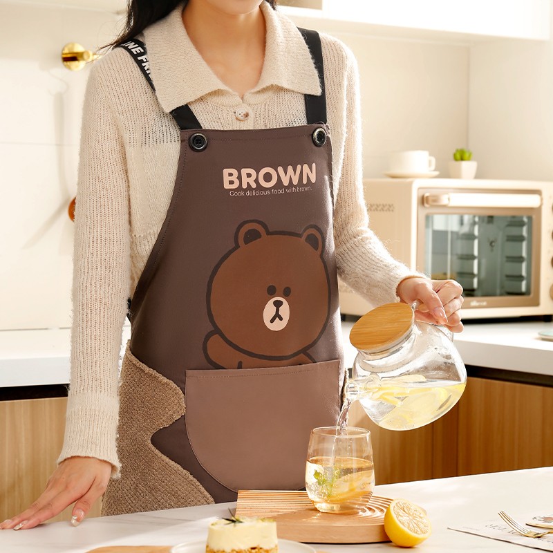 满朝佳擦手款围裙家用厨房防油卡通可爱做饭工作服围腰