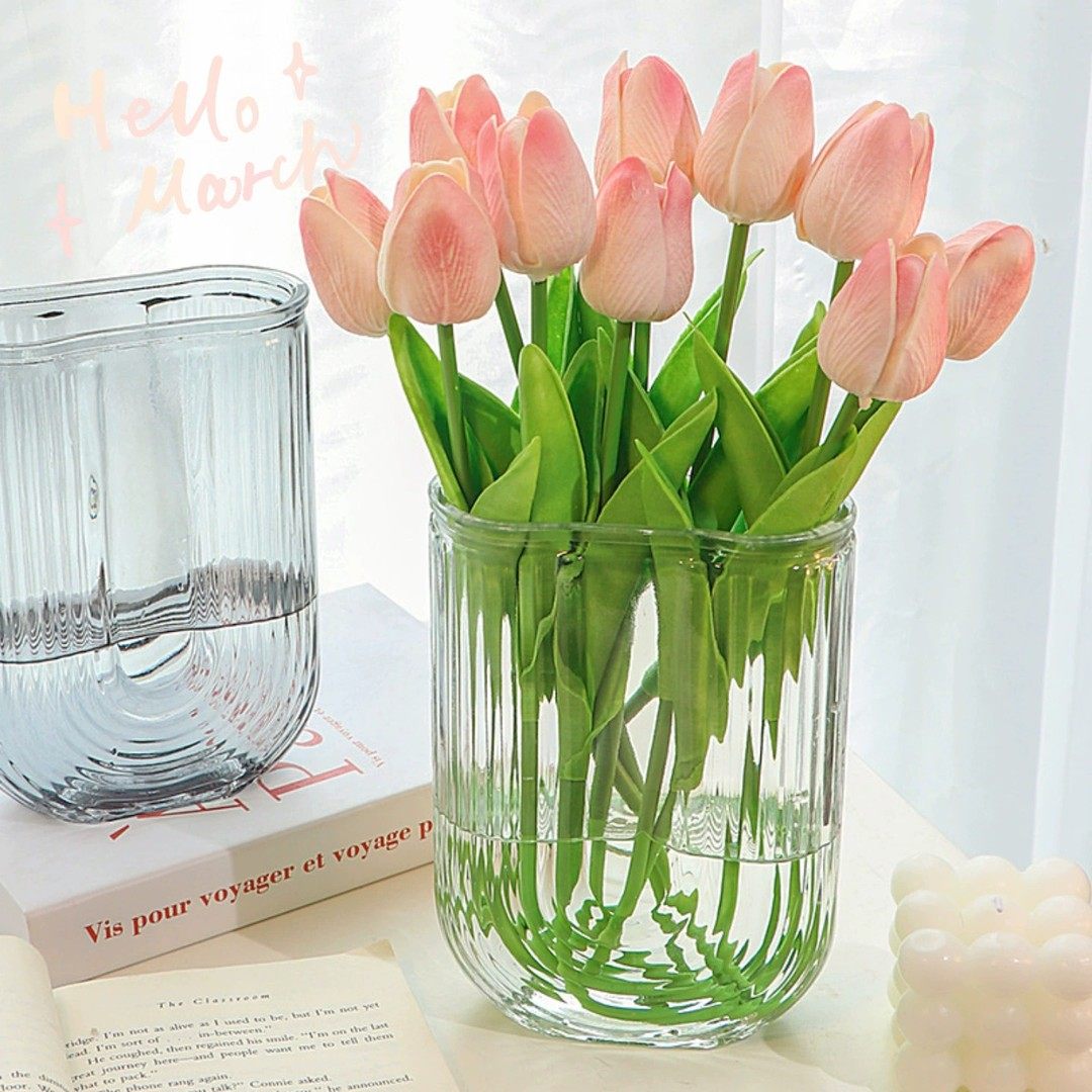 大U型玻璃花瓶摆件客厅鲜花玫瑰插花郁金香高级感透明水培水养