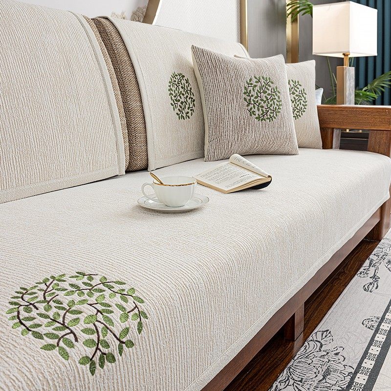 新中式沙发垫四季通用防滑实木坐垫雪尼尔沙发套罩高端沙发盖布巾