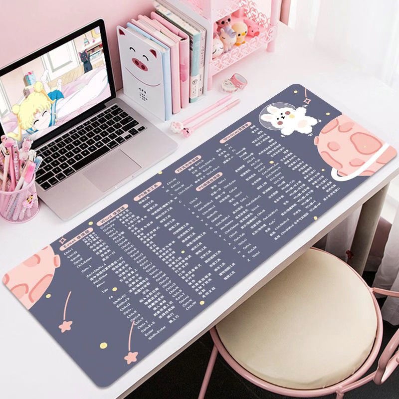 鼠标垫超大加厚ps办公快捷键大全电脑键盘软垫子桌面桌垫女excel