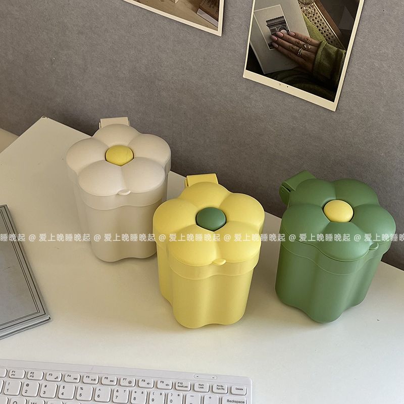 ins风小花垃圾桶迷你小号桌面茶几宿舍卧室创意可爱高颜值收纳