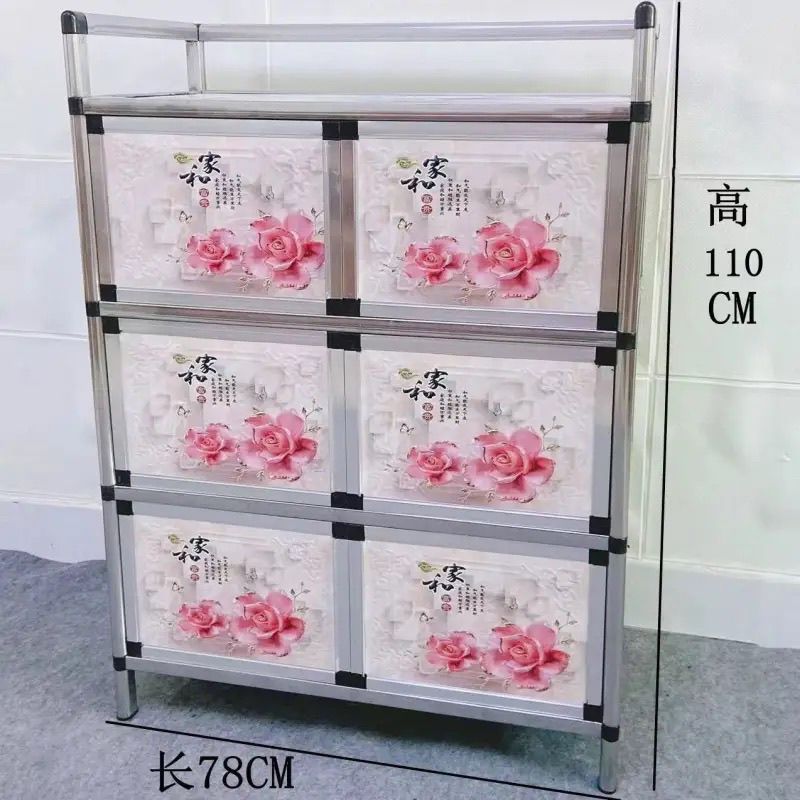 家用厨房橱柜不锈钢碗柜简易多功能储置物柜厨房收纳柜箱灶台架子
