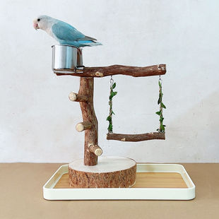 鸟站架杆鹦鹉树枝桌面站台原木小鸟架子虎皮玄凤牡丹攀爬互动秋千