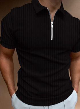 Temu Shirt Zipped Striped Men's  Shirt T-shirt
