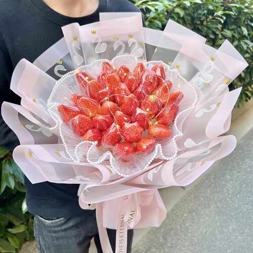 圣诞节草莓网红花束diy材料水果创意包装纸套装生日礼物公主自制