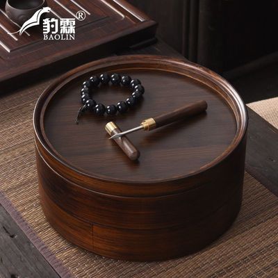 普洱茶饼罐茶叶罐陶瓷大号醒茶罐单层收纳盒圆盒复古普洱茶盒定制