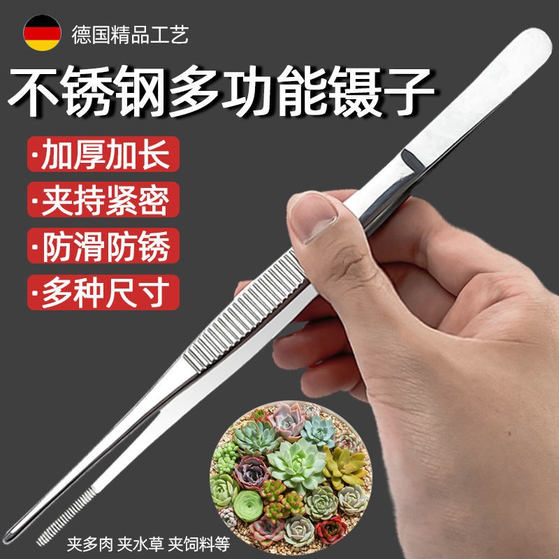 FC多肉镊子25厘米磨砂304不锈钢加长加厚直头镊子多场景使用