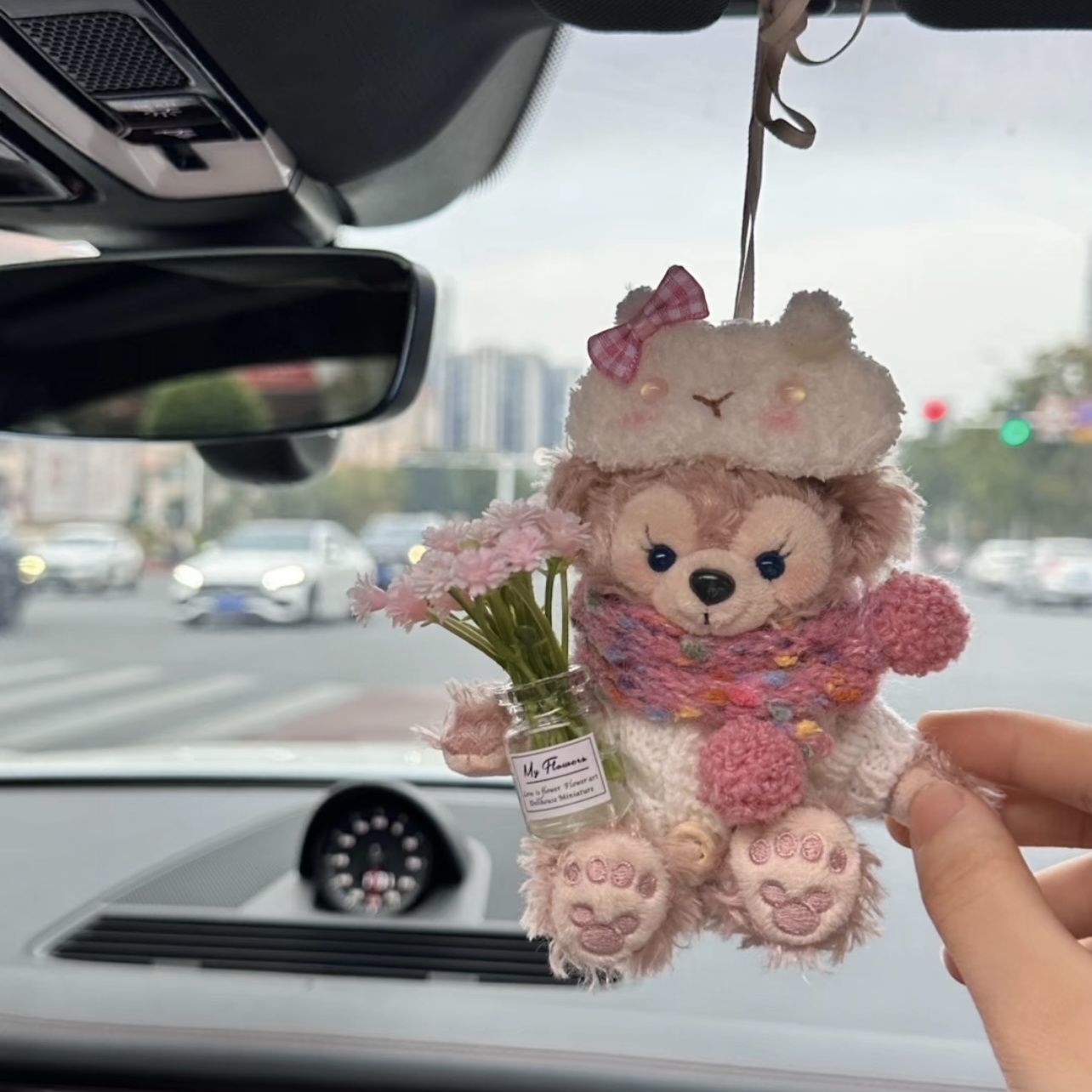 可爱毛绒公仔棉花糖玫玫汽车后视镜挂件装饰品包包挂件送闺蜜礼物