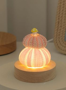 DIY小夜灯ins风海胆蘑菇摆件女孩子生日礼物送女生闺蜜卧室装饰品