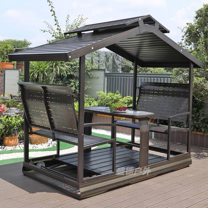 户外动力摇椅庭院秋千四人摇篮花园躺椅阳台家用吊椅豪华室外休闲