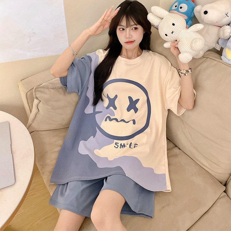 特大码睡衣女夏短袖纯棉宽松加肥卡通薄款夏天家居服XXXXXL套装