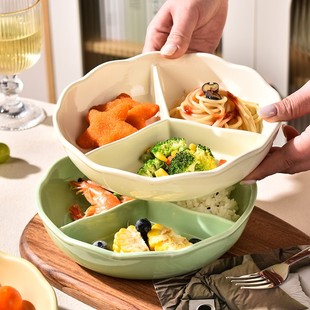 陶瓷分格盘三格餐盘大人定量211减肥专用大容量加深可微波