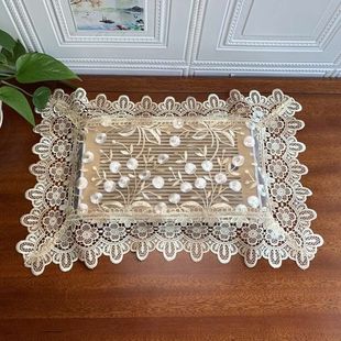 长方形茶具防尘盖巾圆形茶盘防灰盖布多功能小方巾蕾丝防尘遮挡布