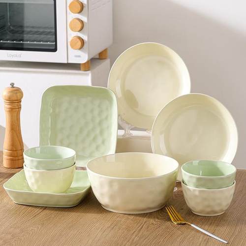 芬利兰【9个装】釉下彩石纹9件套碗盘套装陶瓷家用轻奢-2