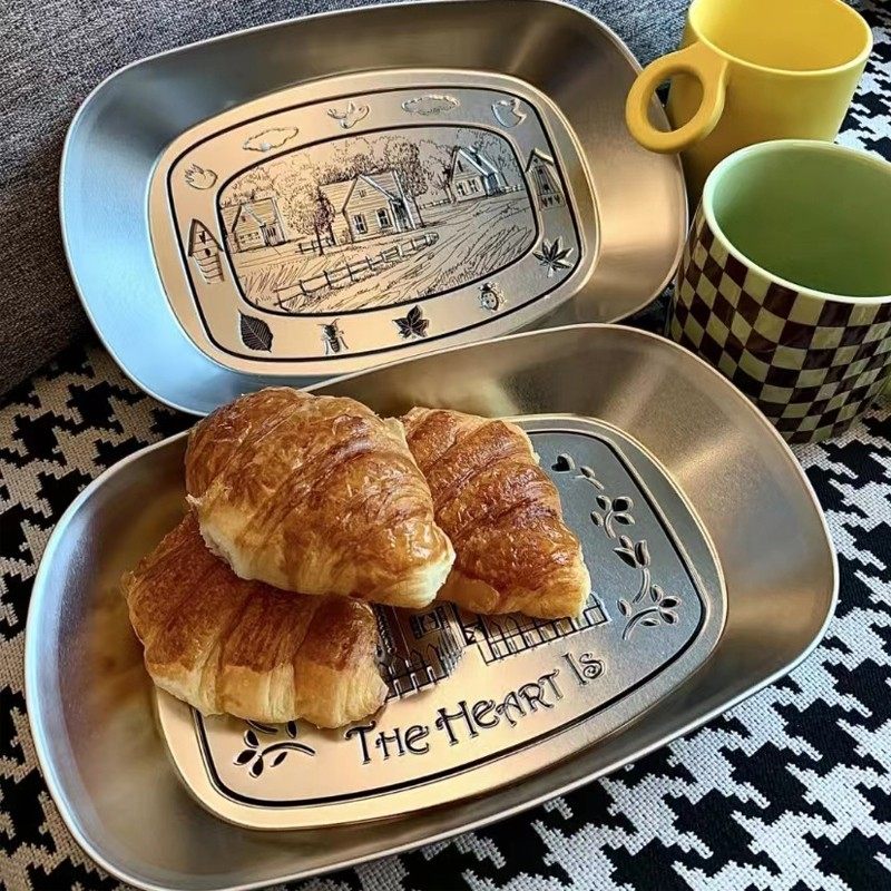 【拍一发二】家用网红复古马口铁盘水果小托盘果盘糖果零食糕点碟