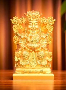 创意金色大财神摆件室内客厅车载饰品前台装饰开业常用潮流摆件