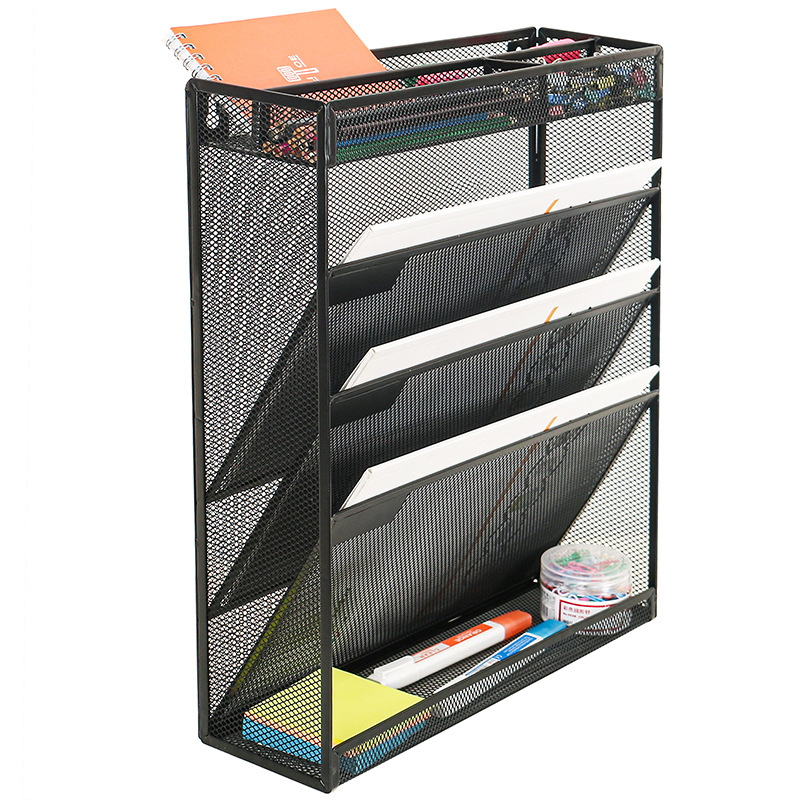 多功能文件收纳架多功能挂墙式挂篮大容量杂志置物架桌面办公用品