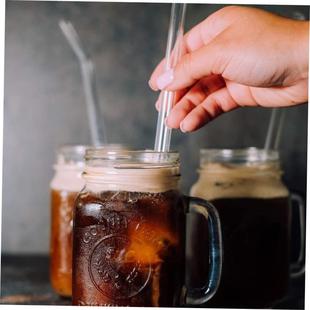 20cm Glass Smoothie Straw Reusable Clear Drinking Straws fo