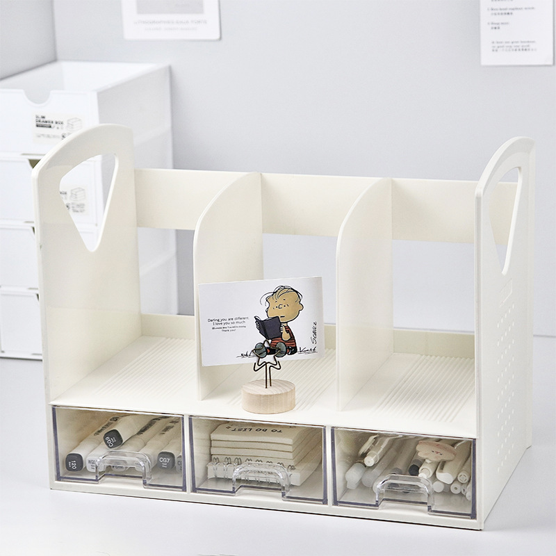 书桌收纳置物架收纳盒学生桌面宿舍抽屉式笔筒文具桌上办公桌书立
