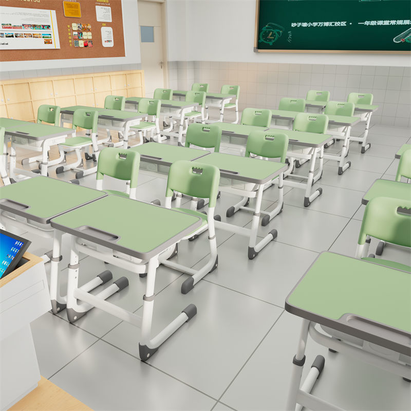 儿童书桌学习课桌椅一体家用可升降中小学生家用写字桌免安装书桌