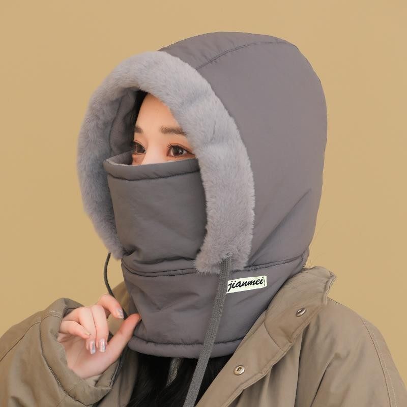 冬季保暖雷锋帽加绒加厚护耳防寒围脖一体防风骑行帽男女同款帽子