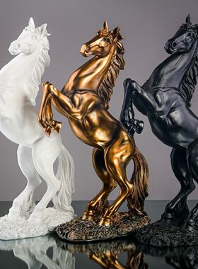 树脂3色艺术雕刻马摆件宗教客厅玄关饰摆美学创意摆件瞬间震撼