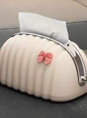 纸巾盒家用客厅茶几餐厅ins奶油风创意轻奢多功能桌面收纳抽纸盒