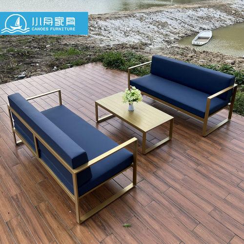 客厅餐厅民宿酒店室内休闲PU皮革沙发办公商务会客沙发铝合金茶几