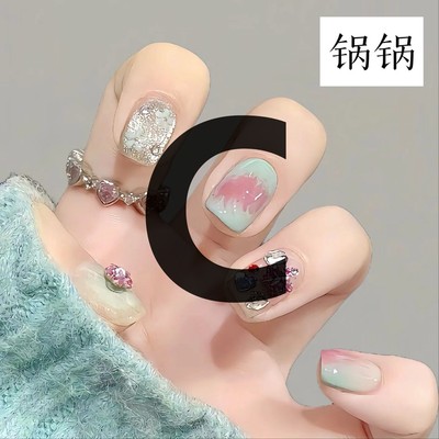 【C511-639】轻奢高级感裸色美甲纯手工穿戴甲简约短款学生上班族